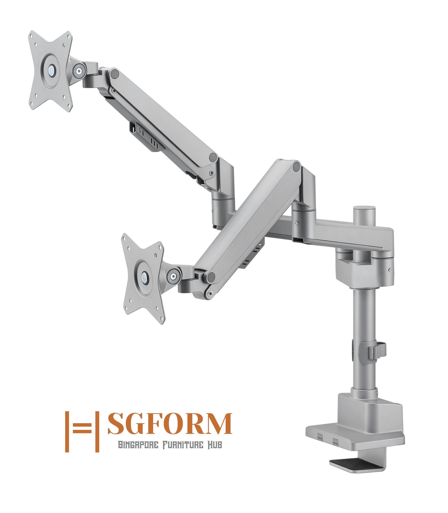Dual Monitor Pole-Mounted Thin Gas Spring Monitor Arm
