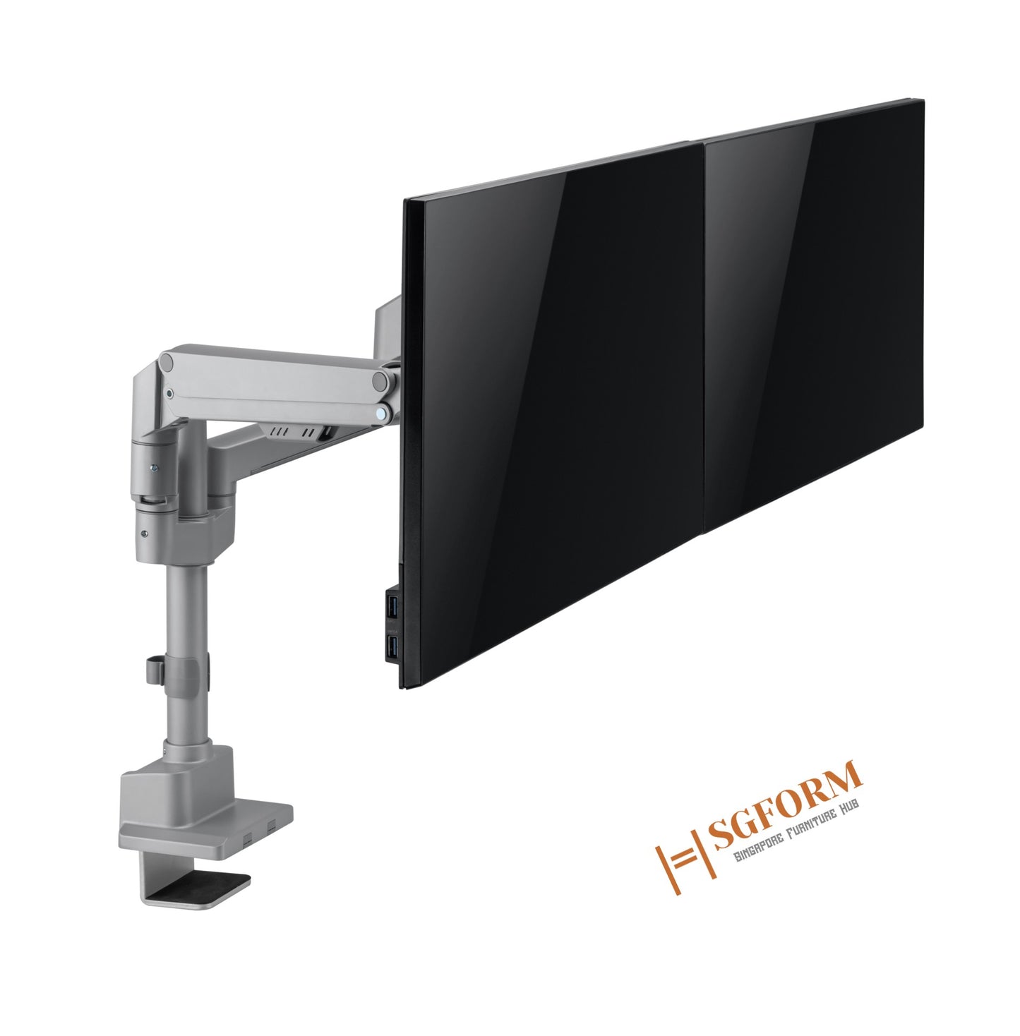 Dual Monitor Pole-Mounted Thin Gas Spring Monitor Arm
