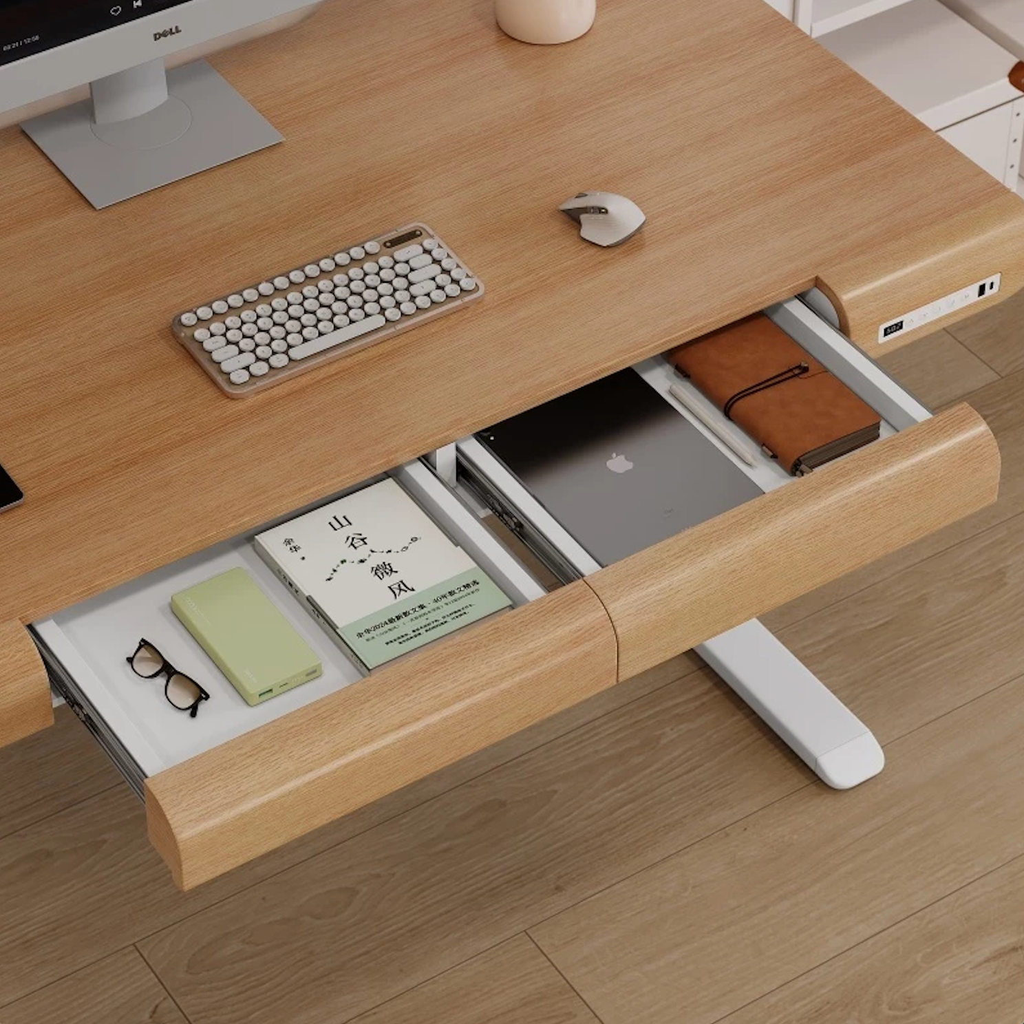 Height Adjustable Table with Drawers