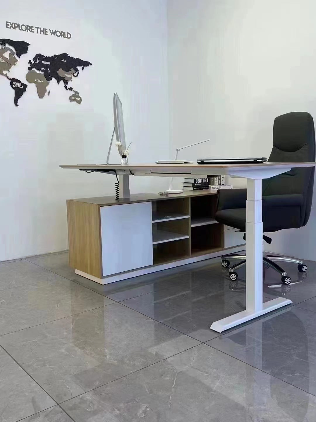 OfficeOne Adjustable Table, Three Segment, Dual Motor