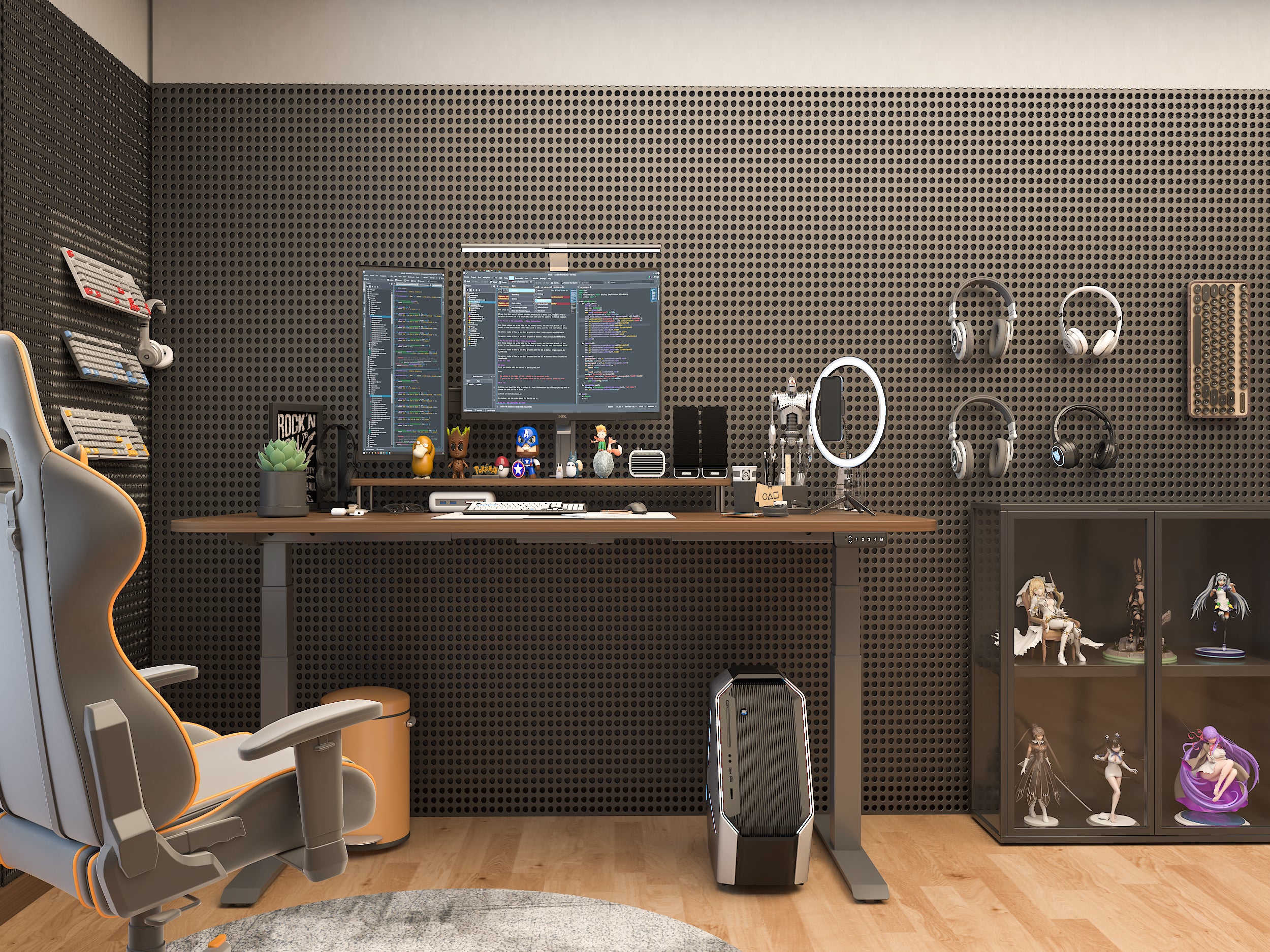 OfficeOne Adjustable Table, Three Segment, Dual Motor