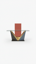 Vertex Glass-Top Console with Gold Frame
