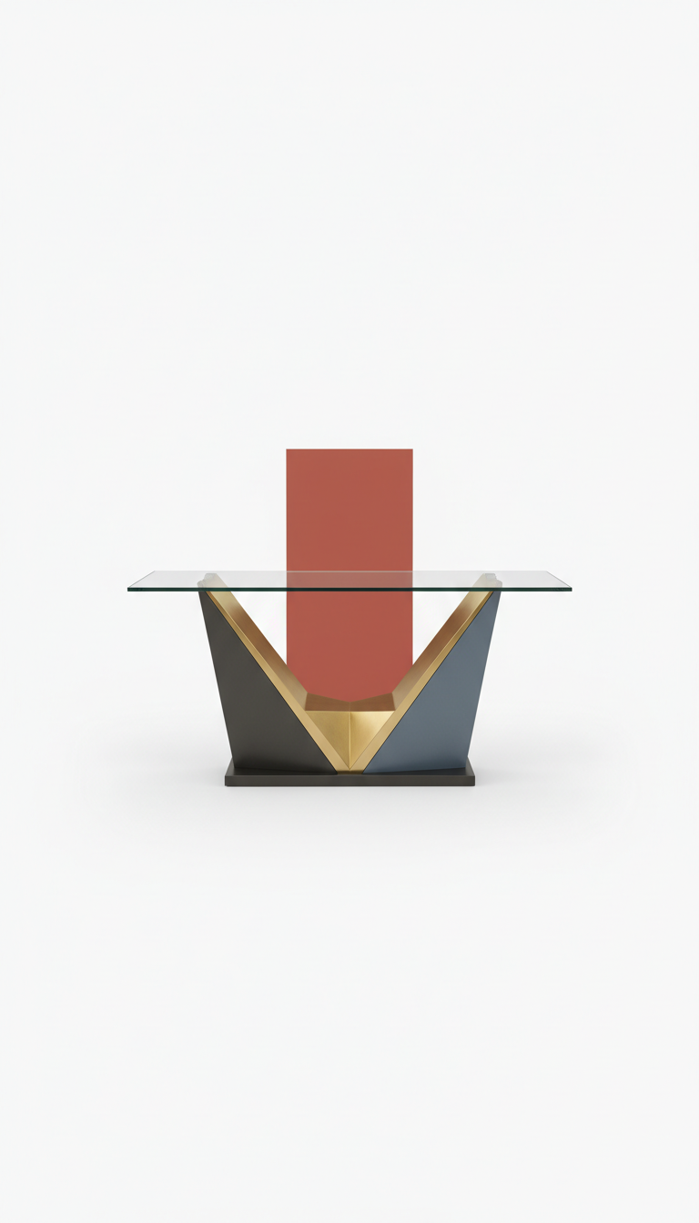 Vertex Glass-Top Console with Gold Frame