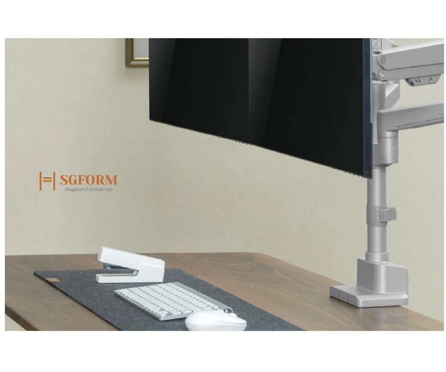 Dual Monitor Pole-Mounted Thin Gas Spring Monitor Arm