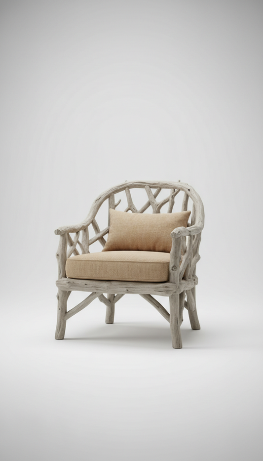 Driftwood Accent Chair with Curved Frame
