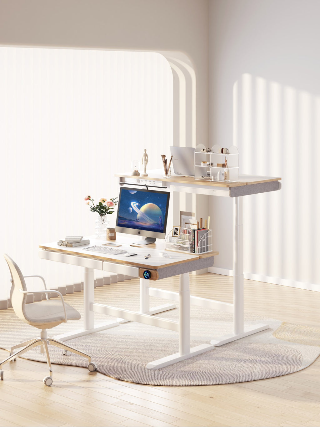 Teenager Adjustable Table with Power Socket and Drawer