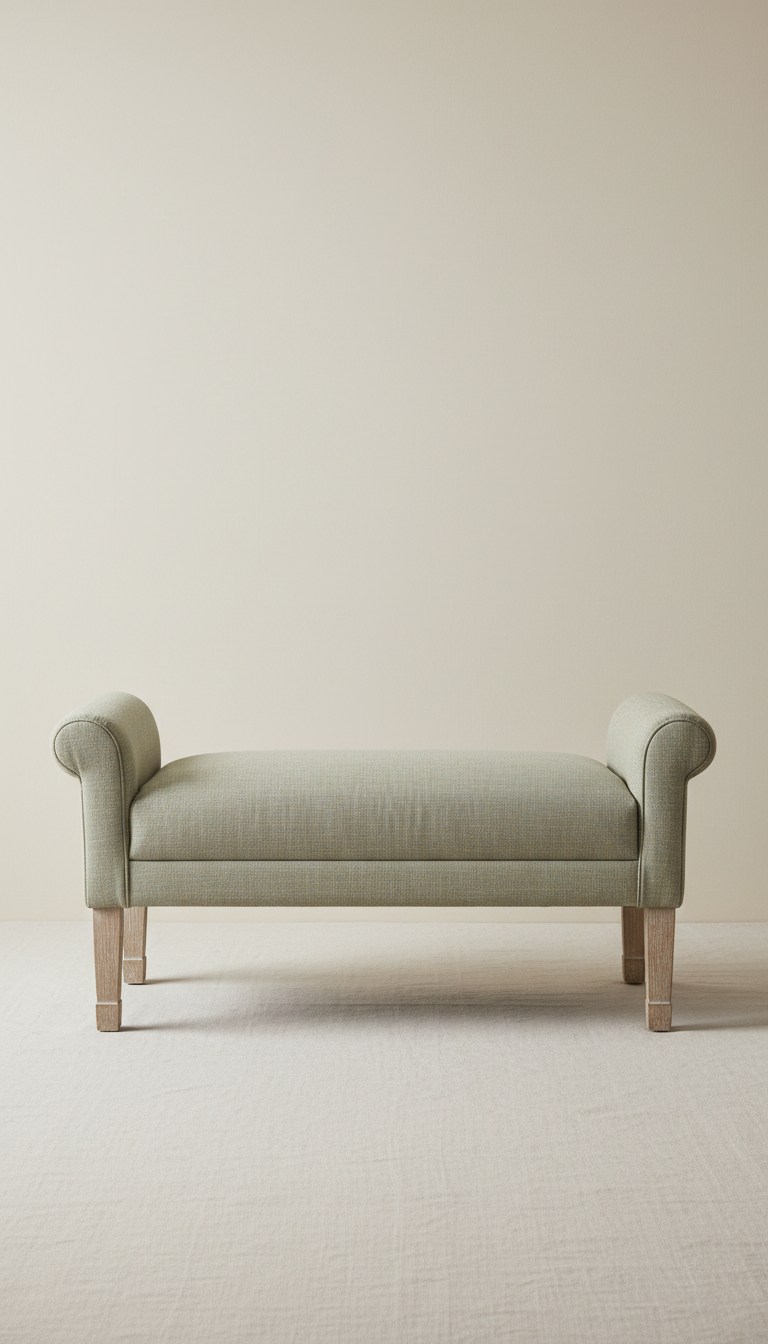 Linen-Upholstered Entryway Bench
