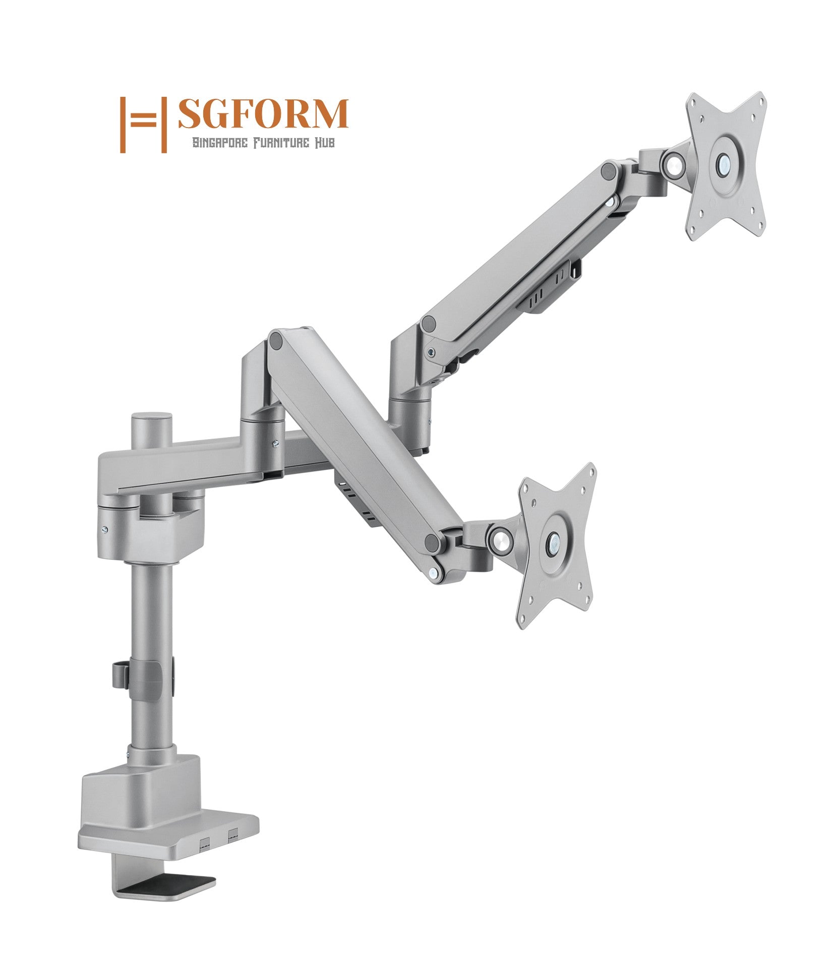 Dual Monitor Pole-Mounted Thin Gas Spring Monitor Arm