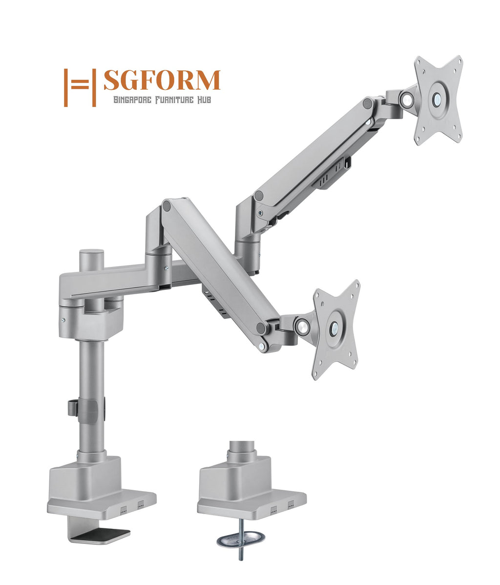 Dual Monitor Pole-Mounted Thin Gas Spring Monitor Arm