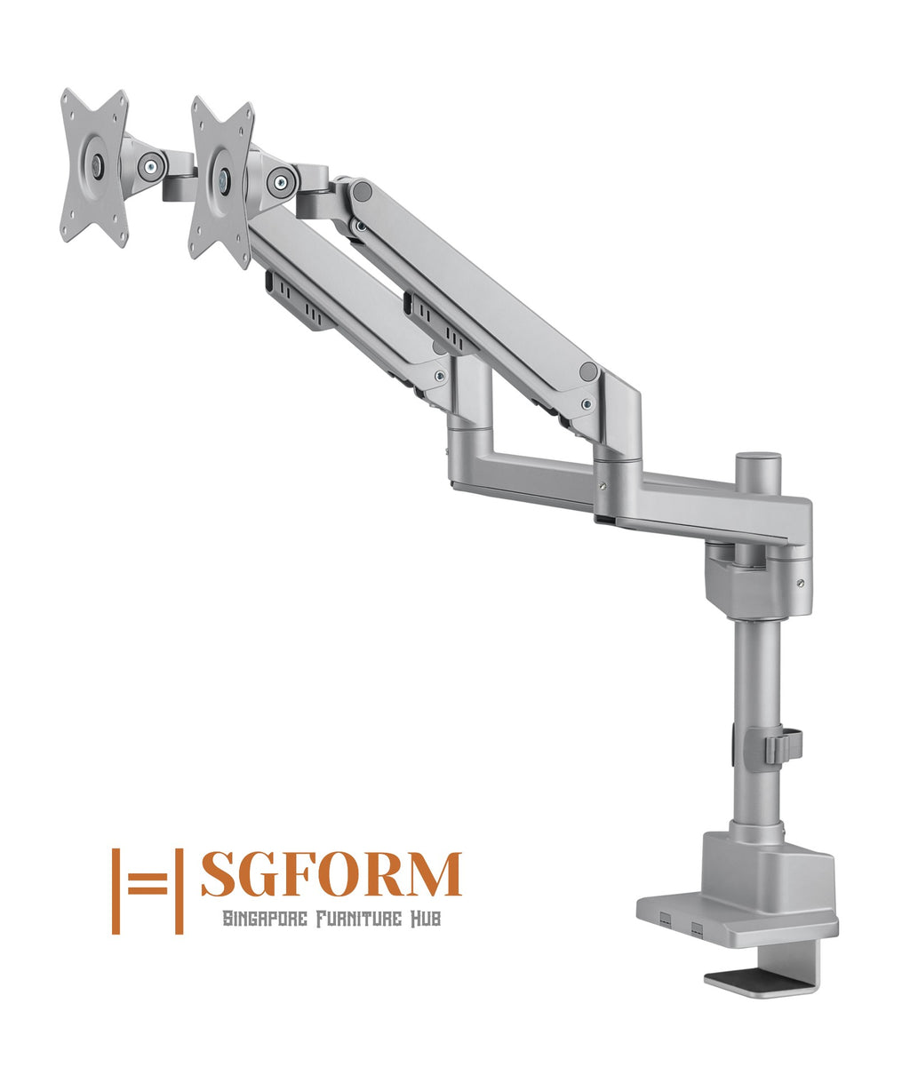 Dual Monitor Pole-Mounted Thin Gas Spring Monitor Arm