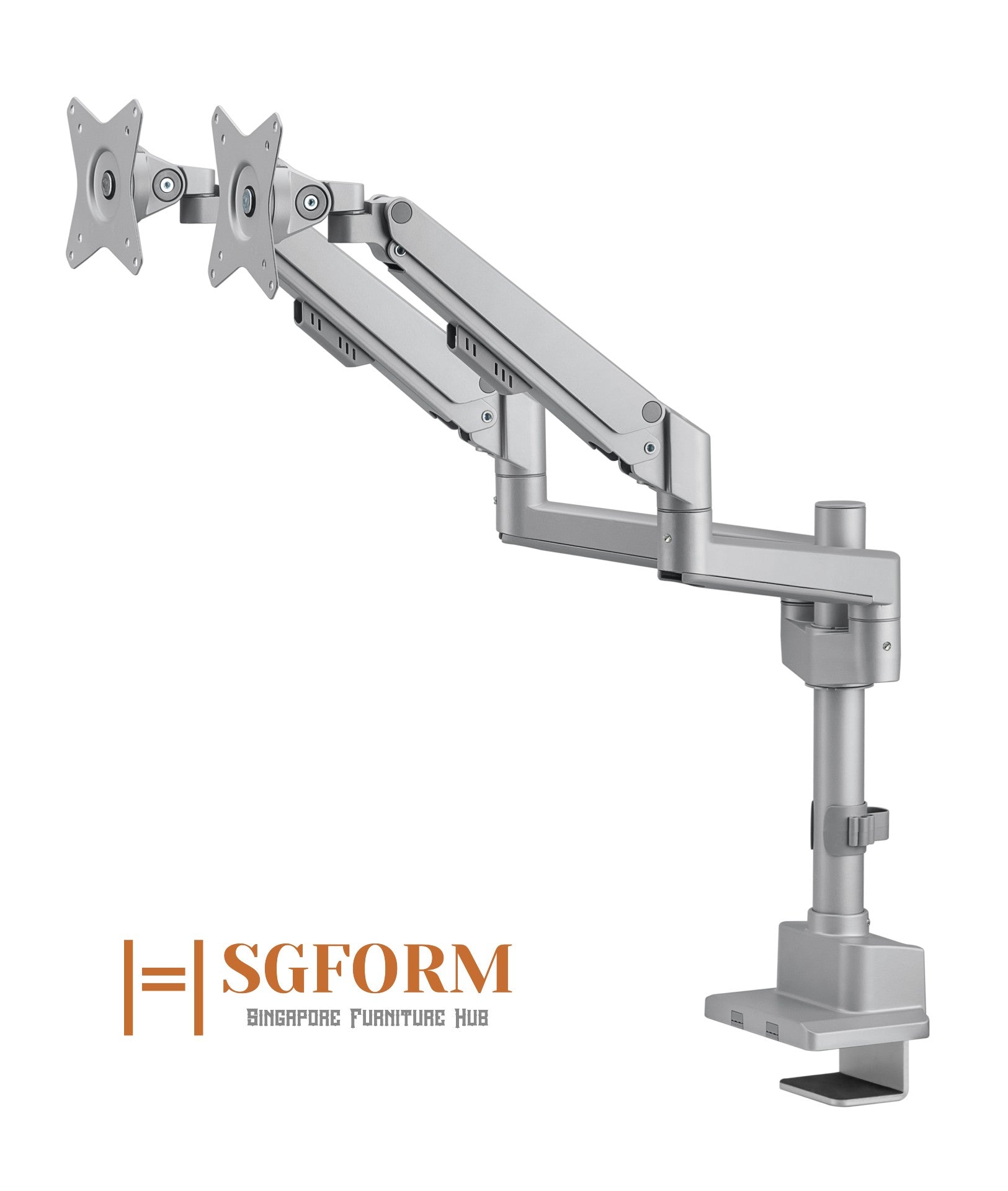 Dual Monitor Pole-Mounted Thin Gas Spring Monitor Arm