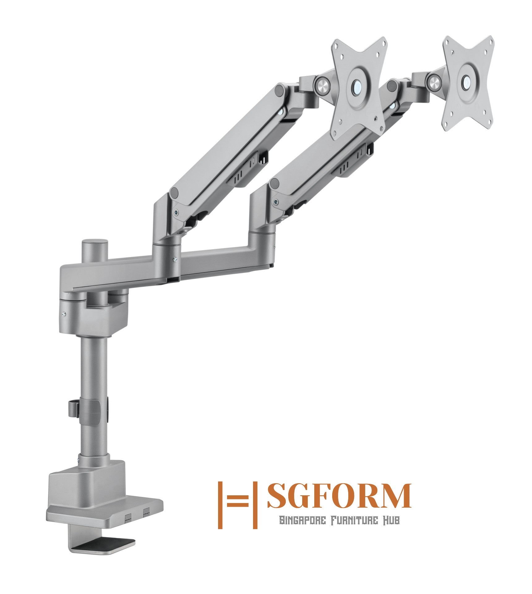 Dual Monitor Pole-Mounted Thin Gas Spring Monitor Arm