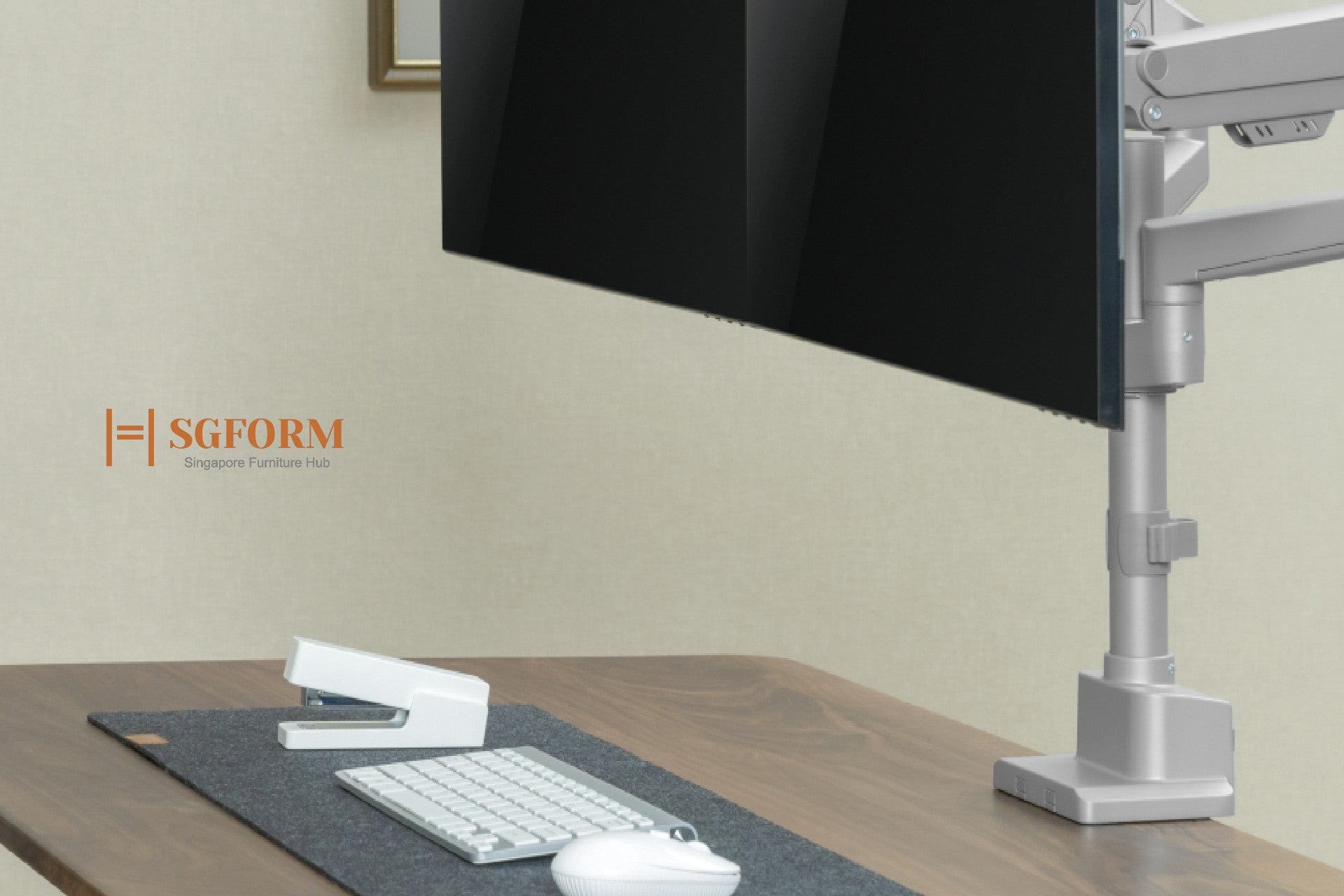 Dual Monitor Pole-Mounted Thin Gas Spring Monitor Arm