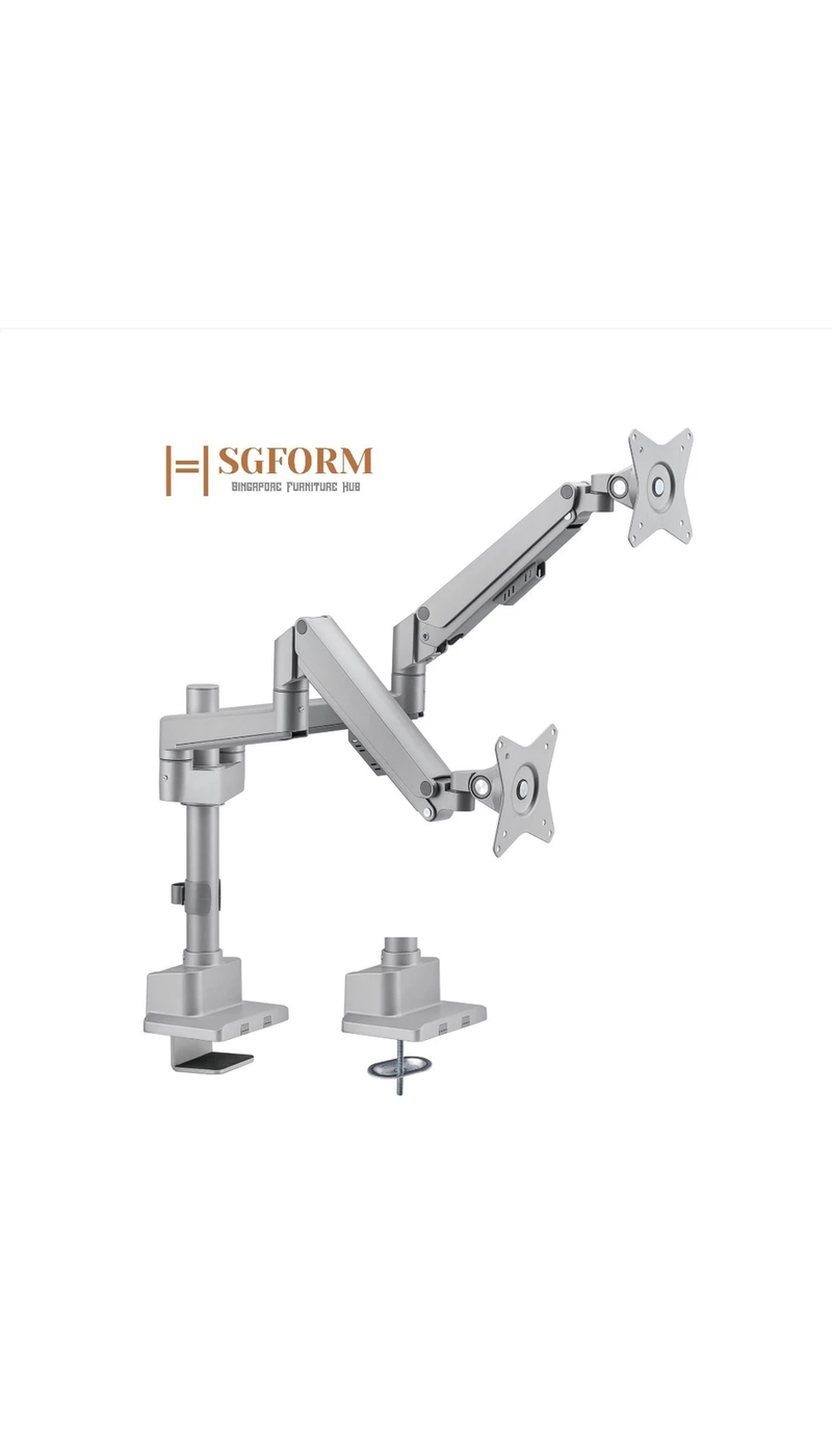 Dual Monitor Pole-Mounted Thin Gas Spring Monitor Arm