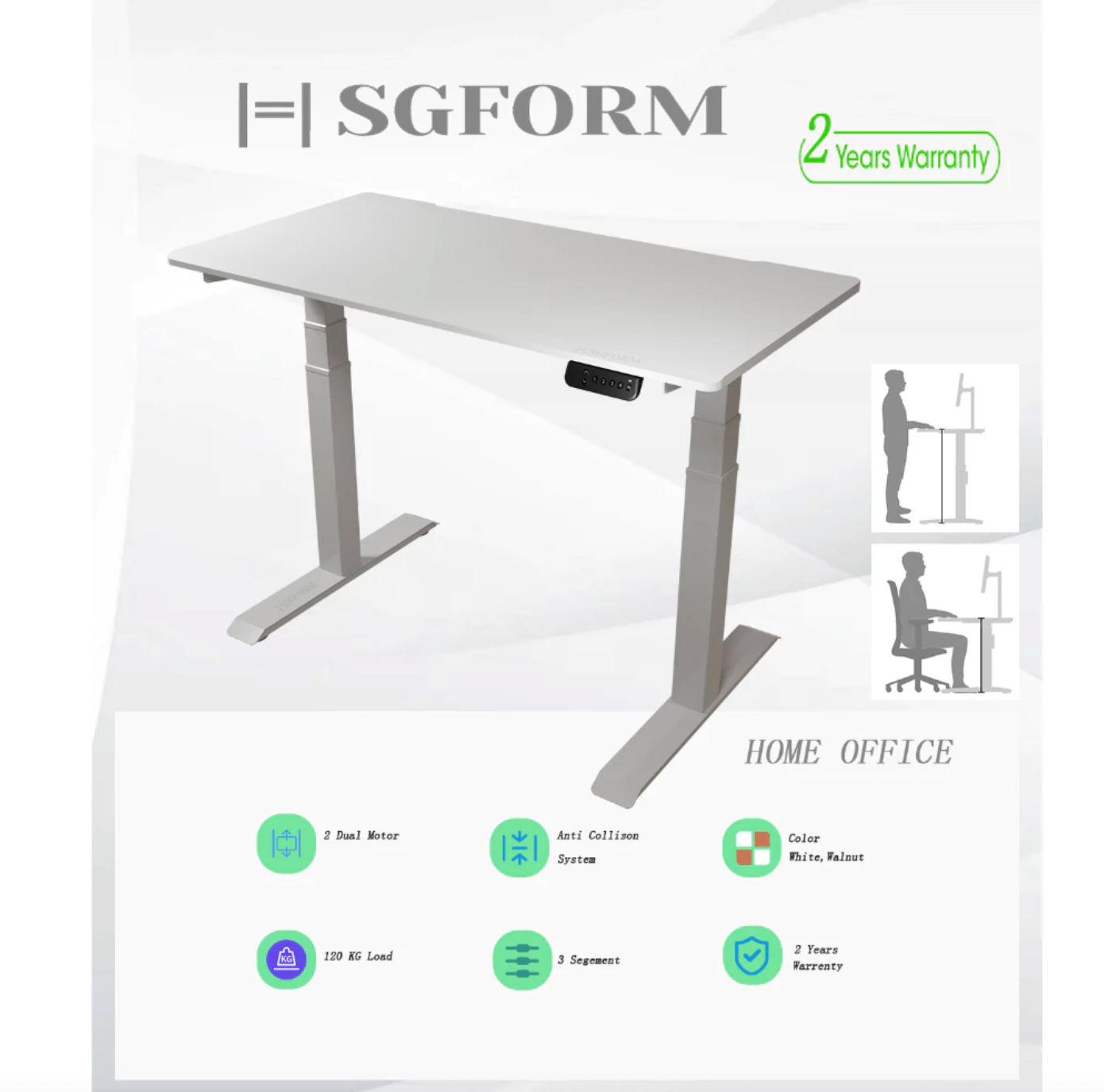 WorkMaster Dual Motor Adjustable Table Standing Desk
